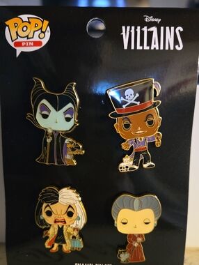 Funko Pop! Disney Villains Enamel Pin Four Piece Set